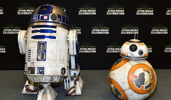 ANAHEIM, CA - APRIL 16: R2-D2 (L) and BB-8 attend Star Wars Celebration 2015 on April 16, 2015 in Anaheim, California. (Photo by Alberto E. Rodriguez/Getty Images for Disney)